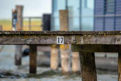 Close-up of rusty metal railing