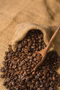 Close-up of roasted coffee beans