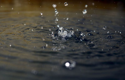 Close-up of splashing water in lake