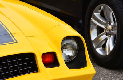 Close-up of yellow car