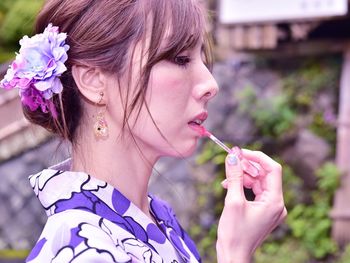 Portrait of yukata woman make up 