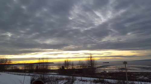 Scenic view of landscape against cloudy sky