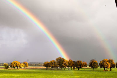 Scenic view of rainbow against sky