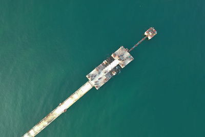 High angle view of ship in sea