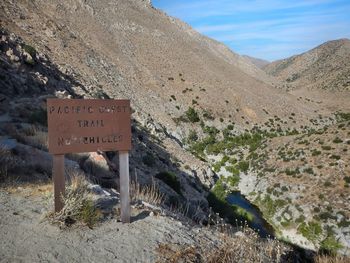 Information sign on rock