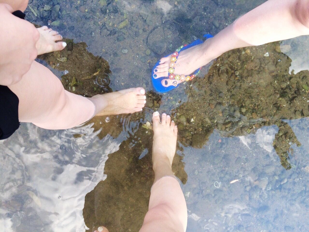 person, lifestyles, part of, leisure activity, holding, low section, standing, water, men, high angle view, personal perspective, human foot, barefoot, cropped