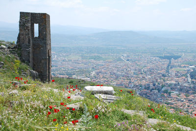 View of cityscape with mountain in background