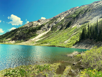 Scenic view of lake against sky