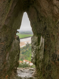 Rock formations seen through hole