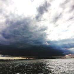 Scenic view of sea against cloudy sky