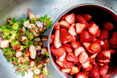 Close-up of strawberries in bowl