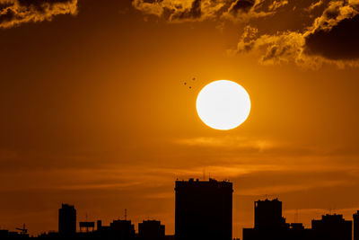 Silhouette buildings against sky during sunset