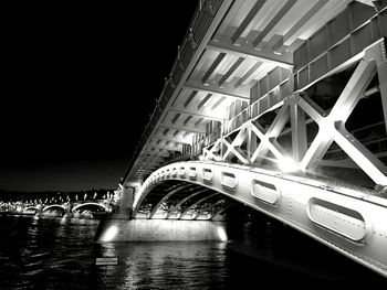 Bridge over river at night