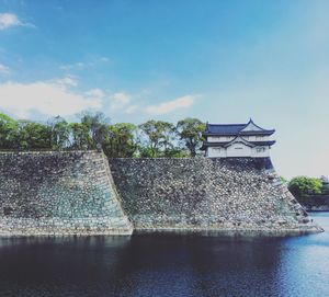 View of built structure in water