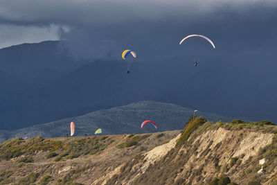 Scenic view of mountain range against sky