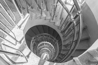 High angle view of spiral staircase of building