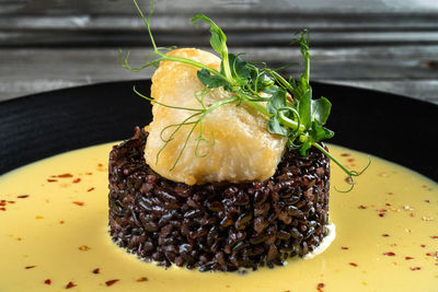 Close-up of food on table