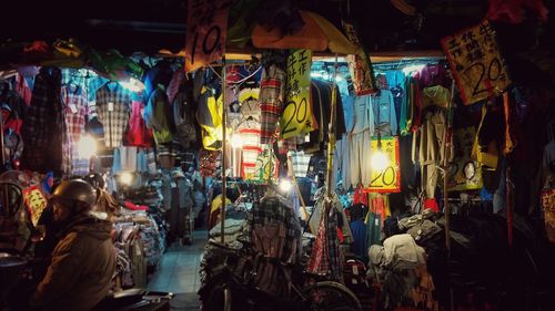Market stall at night