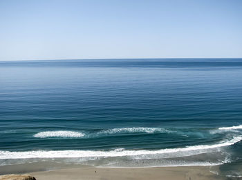 Scenic view of beach against clear sky