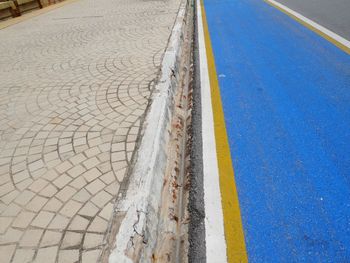 High angle view of road by river