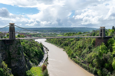 Bridge over river against sky