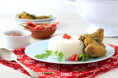 Close-up of food on table