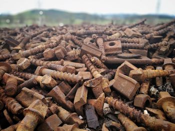 Close-up of rusty stack