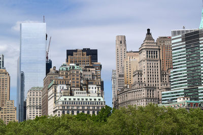 Low angle view of modern building against sky