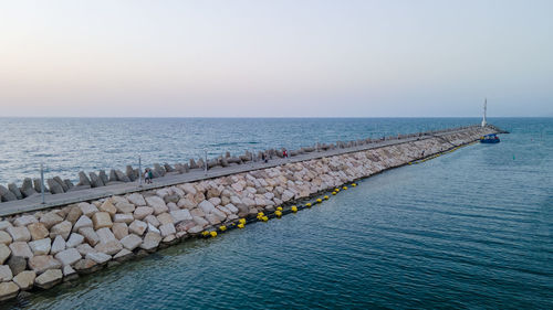 Scenic view of sea against clear sky