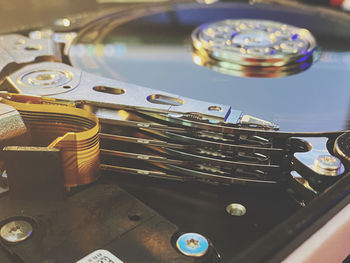 Close-up of hard drive part