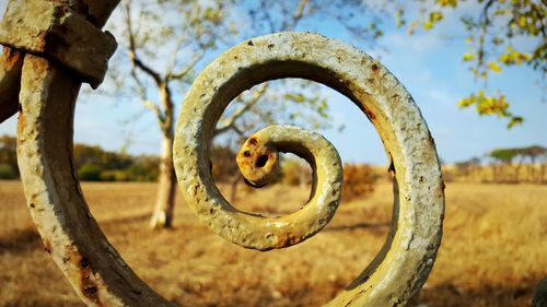 Close-up of rusty wheel