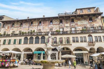 Mazzanti houses in verona with beautiful frescoes on the facade