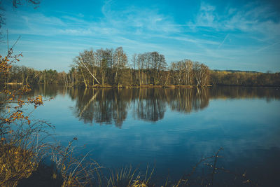 Scenic view of lake against sky