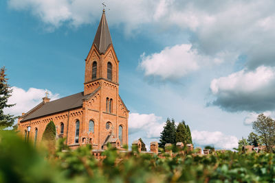 Low angle view of traditional building against sky