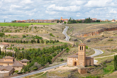 Road amidst field