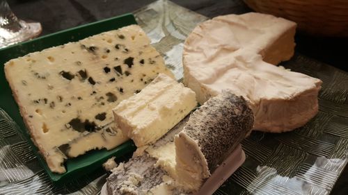 High angle view of bread on table