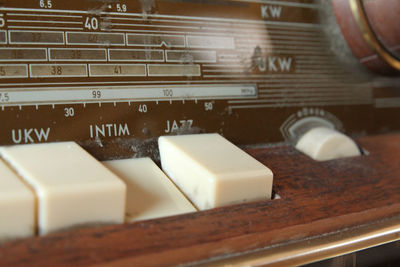 Close-up of computer keyboard on table
