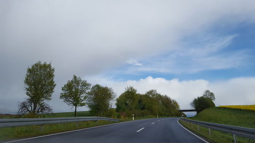 Empty road along trees