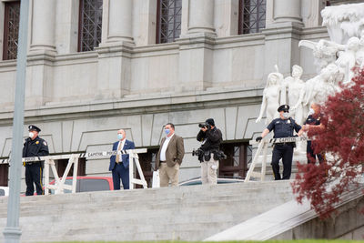 Group of people in front of building