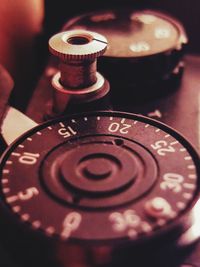 High angle view of machine on table
