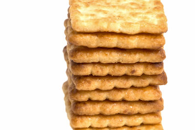 Close-up of stack against white background