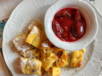 High angle view of breakfast in plate