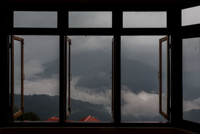 Sea seen through glass window