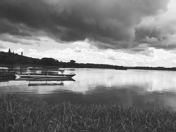 Scenic view of lake against sky