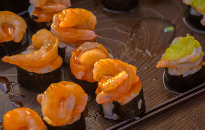 High angle view of orange on table