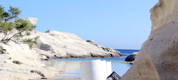 Panoramic view of sea against clear sky