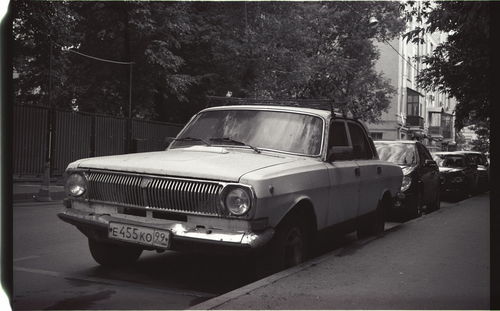 Vintage car on street in city