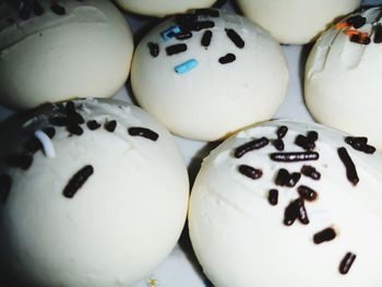 High angle view of eggs on white table