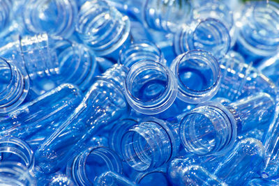 Full frame shot of glass bottles