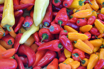 Full frame shot of peppers for sale at market stall